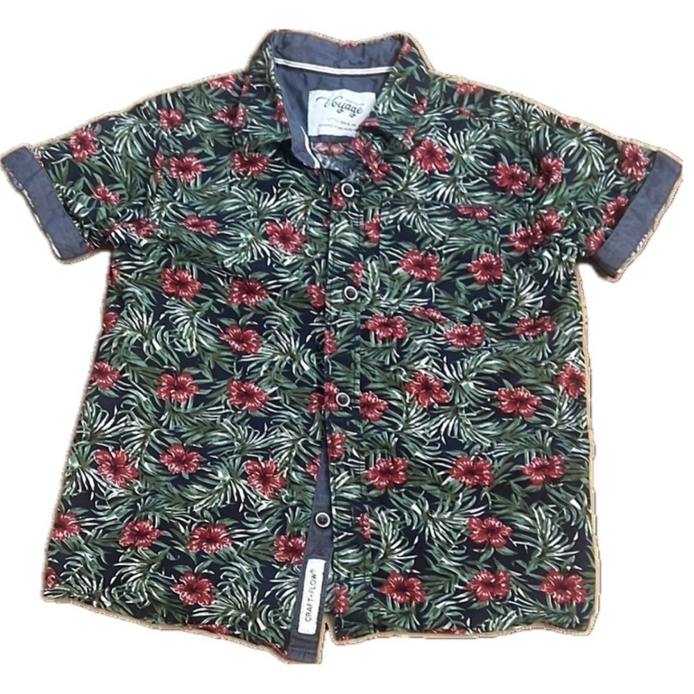 Croft + Flow Voyage Boys Hawaiian Shirt - Tropical Floral - Size 5